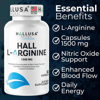 L-Arginine Nitric Oxide Supplement - 60 Caps for Heart & Athletic Health